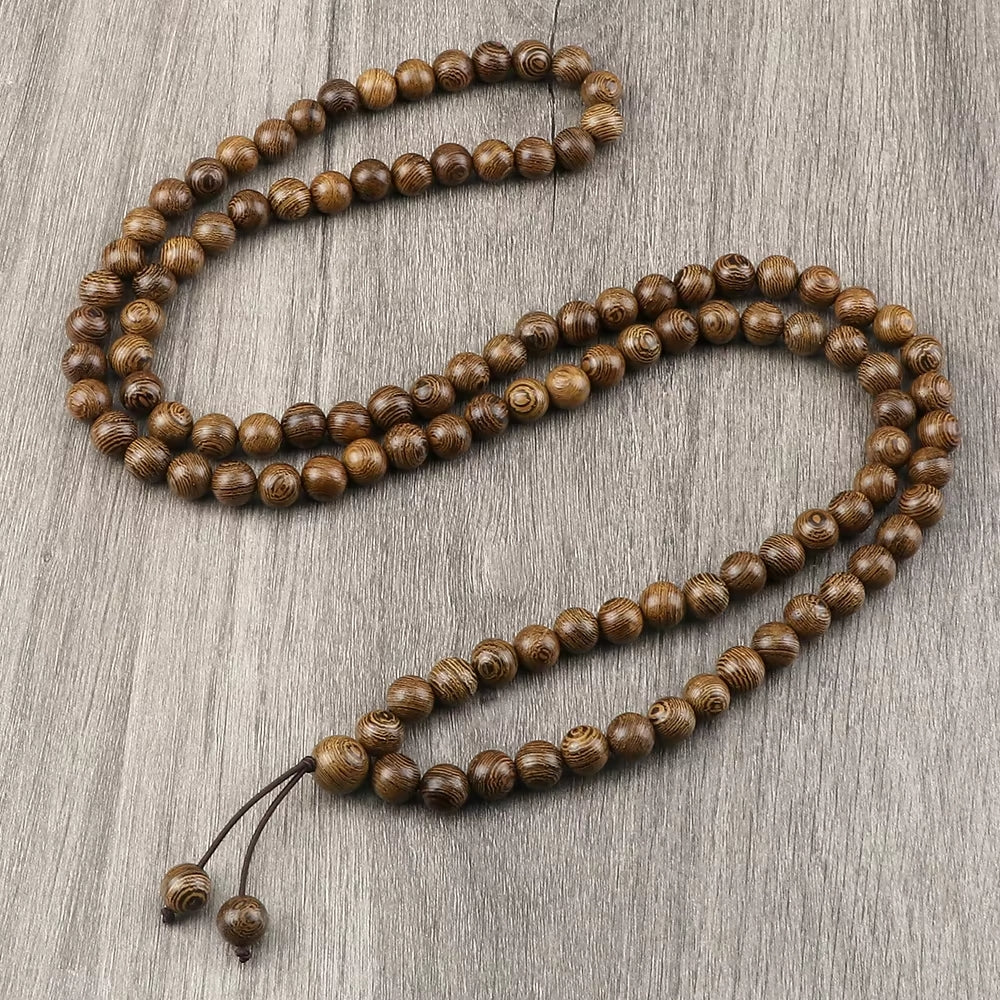 Mala Tibétain en Bois Naturel 108 Perles