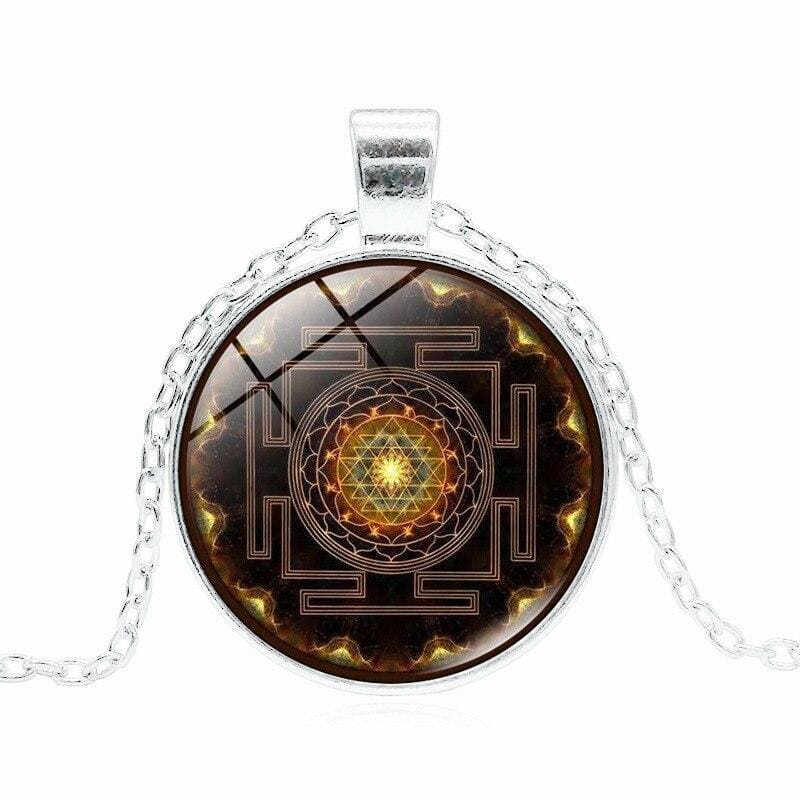 Pendentif Sri Yantra chaine argent