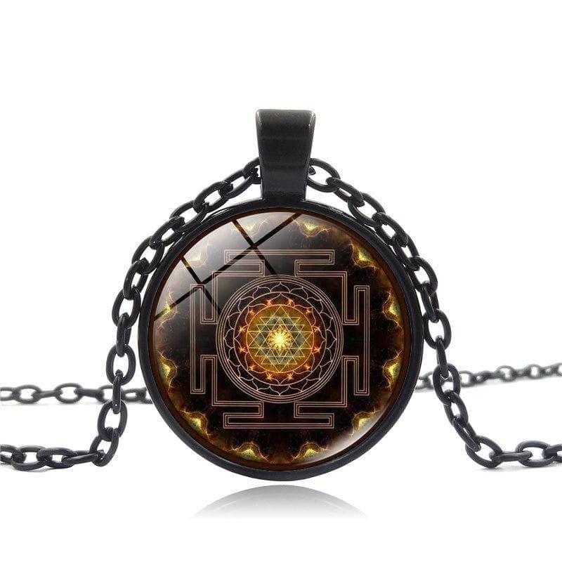 Pendentif Sri Yantra chaine noir