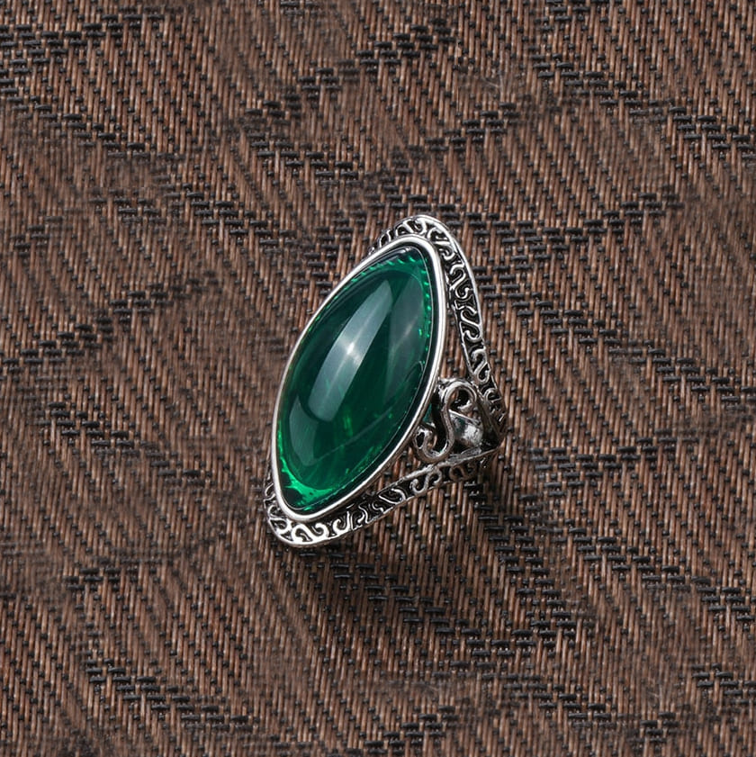bague pierre verte argent