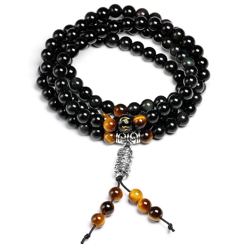 bracelet mala obsidienne tibetain