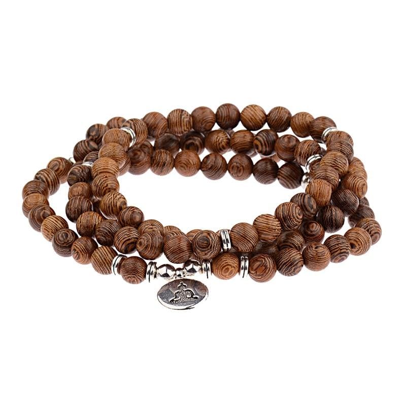 bracelet mala tibetain en bois bouddha