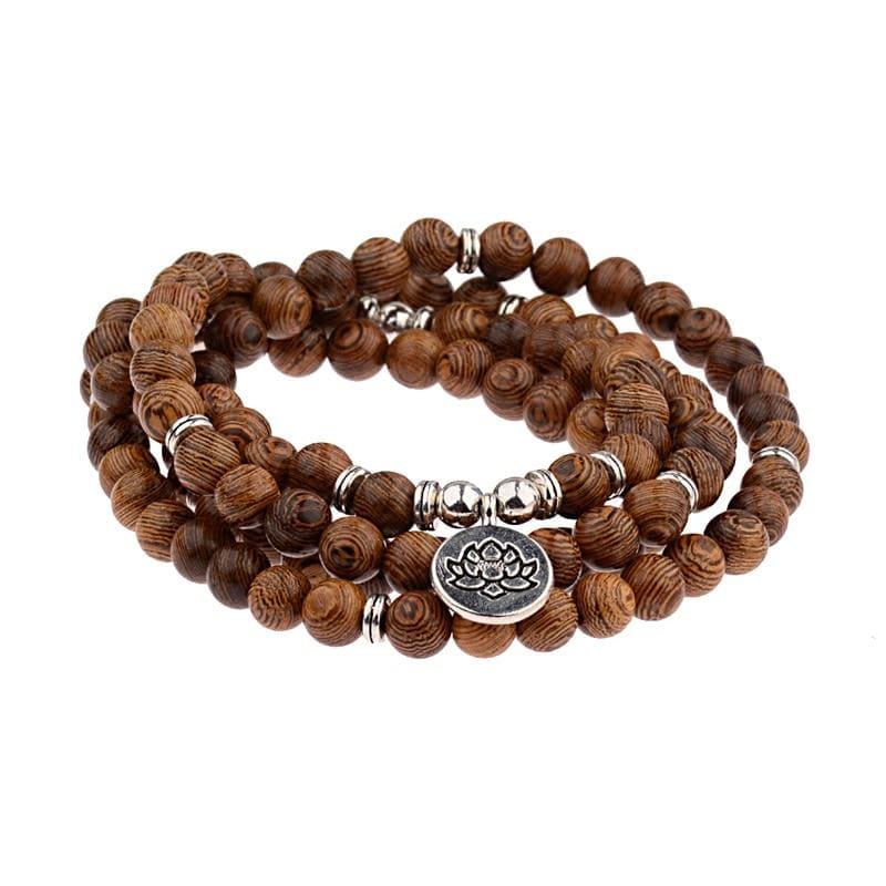 bracelet mala tibetain en bois lotus