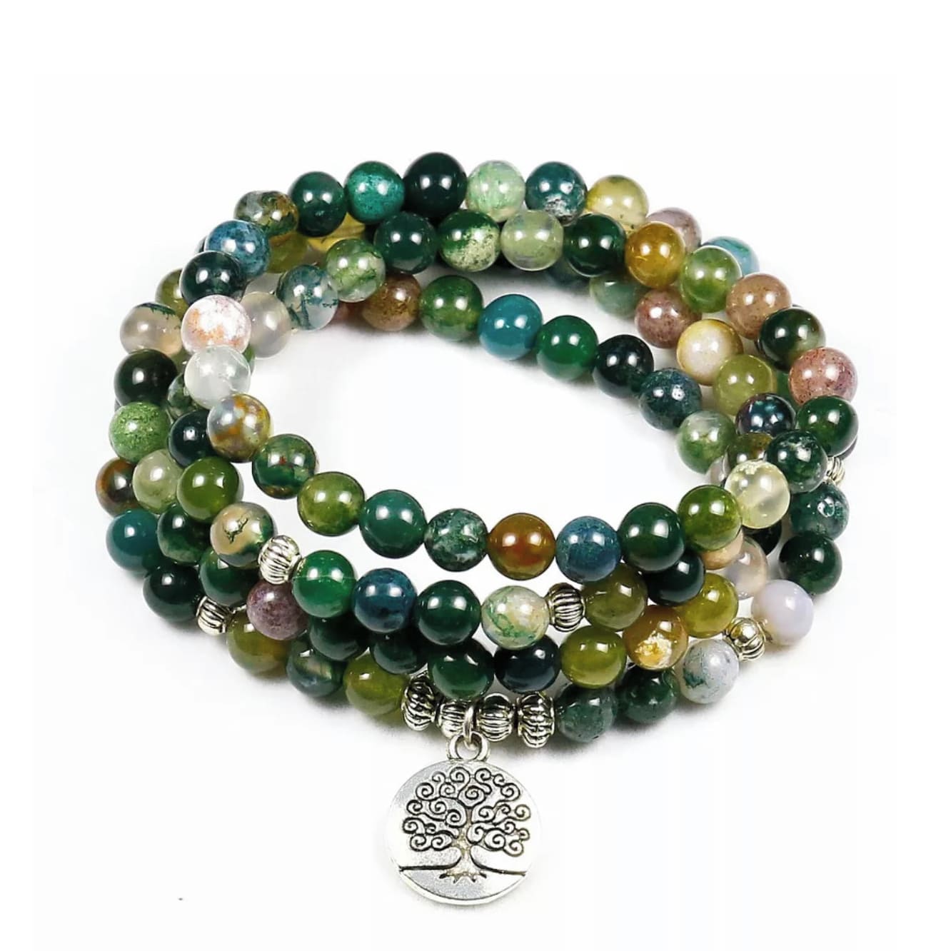 bracelet mala tibetain onyx arbre de vie