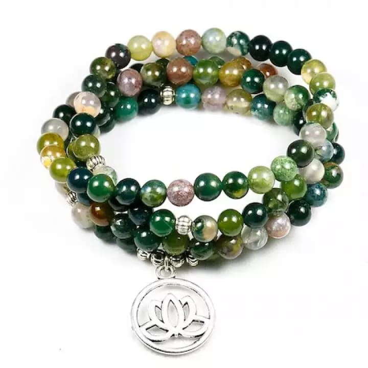 bracelet mala tibetain onyx lotus
