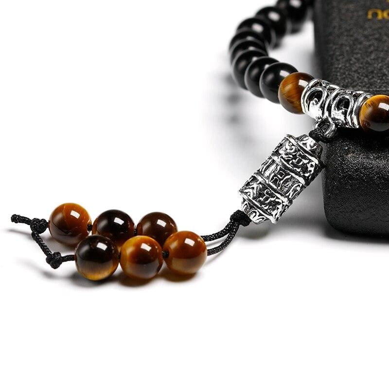 bracelet tibetain mala obsidienne
