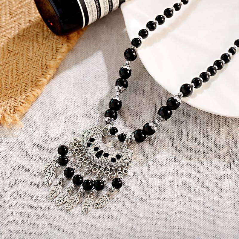 collier ancien noir tibetain