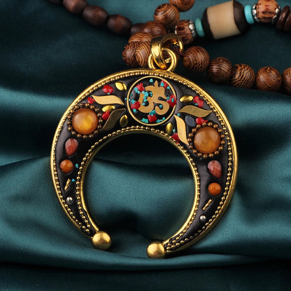 collier mala tibetain en bois