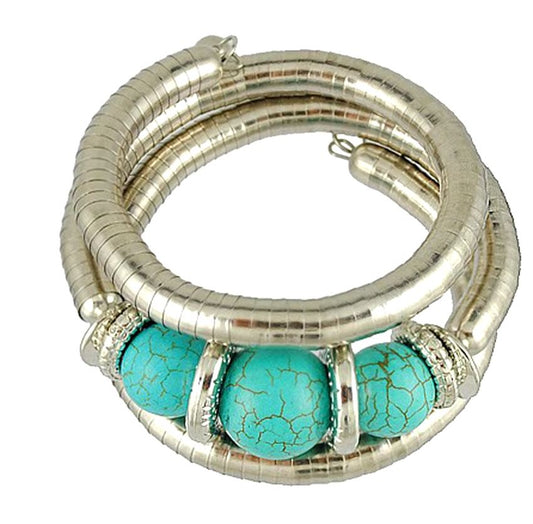 Bracelet Tibétain Pierre Bleu Turquoise