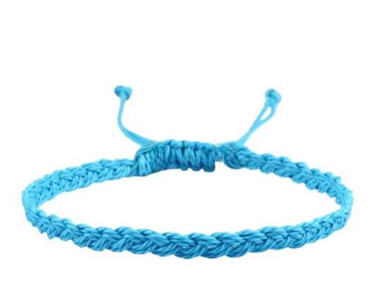 Bracelet Tibétain Fil de Cire Bouddhiste Bleu