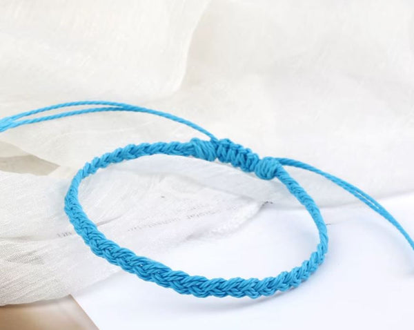 Bracelet Tibétain Fil de Cire Bouddhiste Bleu