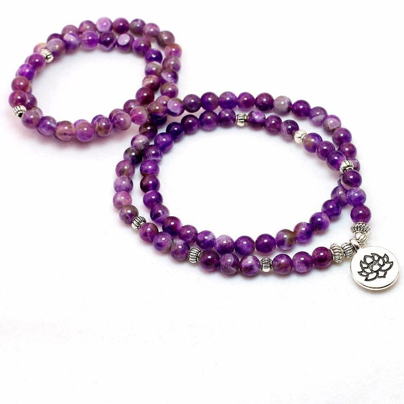 bracelet cristal violet mala tibetain