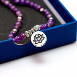 bracelet mala cristal violet tibetain