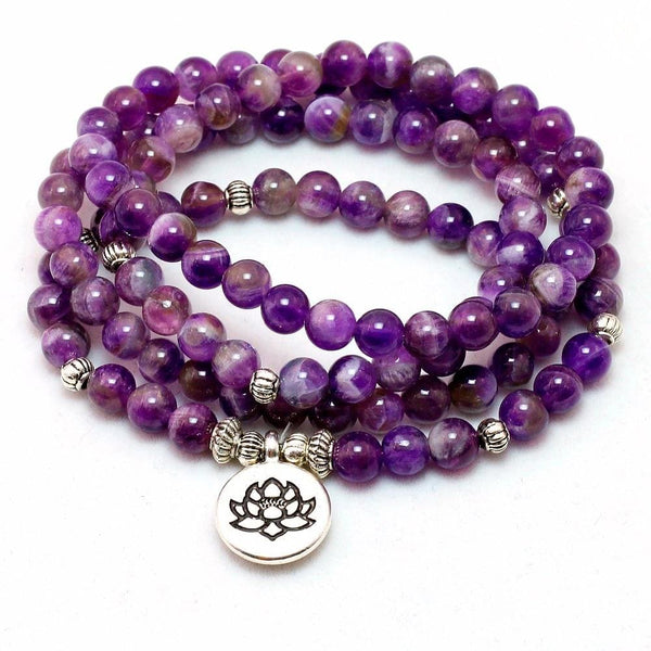 bracelet mala tibetain cristal violet