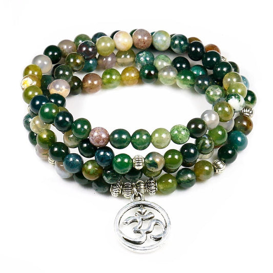 bracelet mala tibetain onyx om